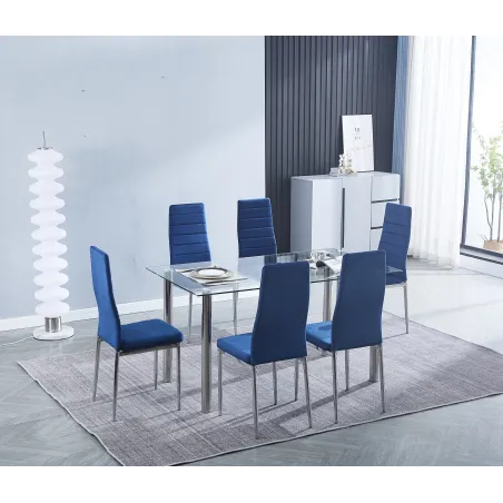 MESA COMEDOR FIJA CRISTAL TRANSPARENTE AVATAR PATA CROMO