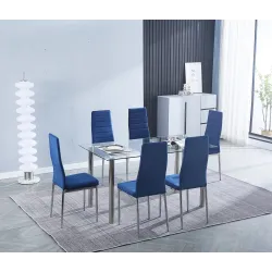 JUEGO DE 6 SILLAS TAP. VELVET PATA CROMADA AVATAR AZUL 2