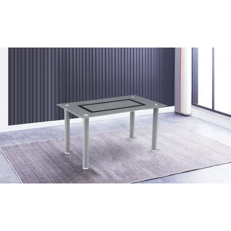 MESA FIJA TAPA CRISTAL AXISS GRIS
