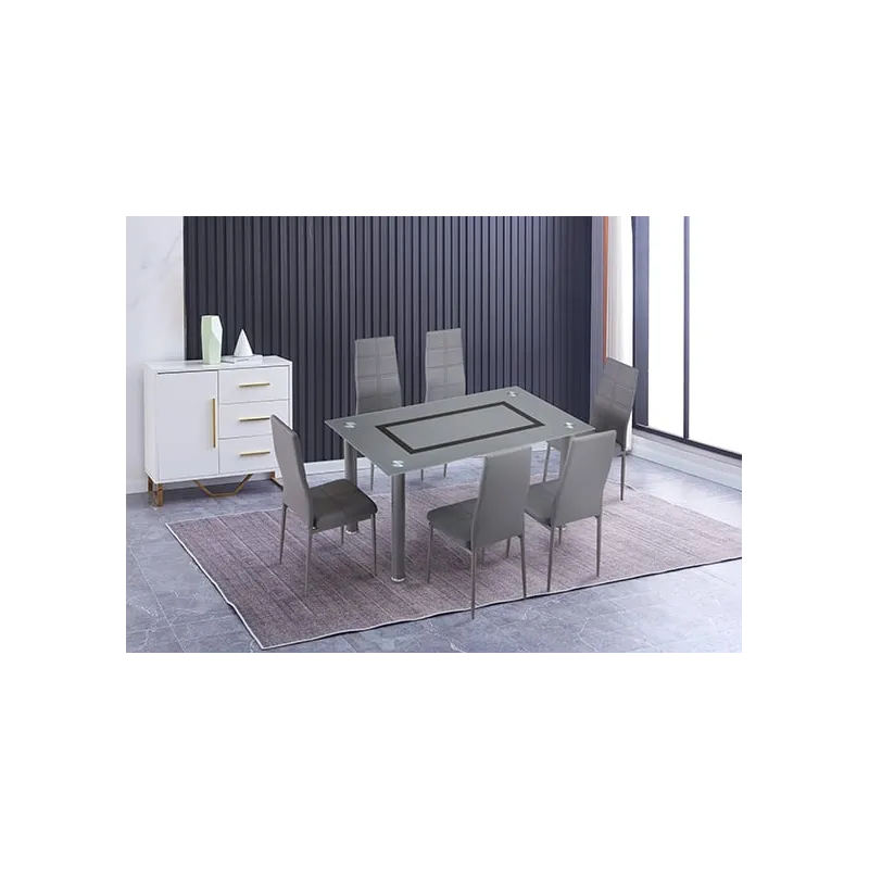 MESA FIJA TAPA CRISTAL AXISS GRIS