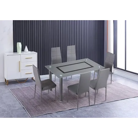 MESA FIJA TAPA CRISTAL AXISS GRIS