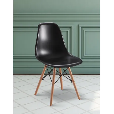JUEGO DE 4 SILLAS PATA MADERA DINAMARCA BLANCO o NEGRO