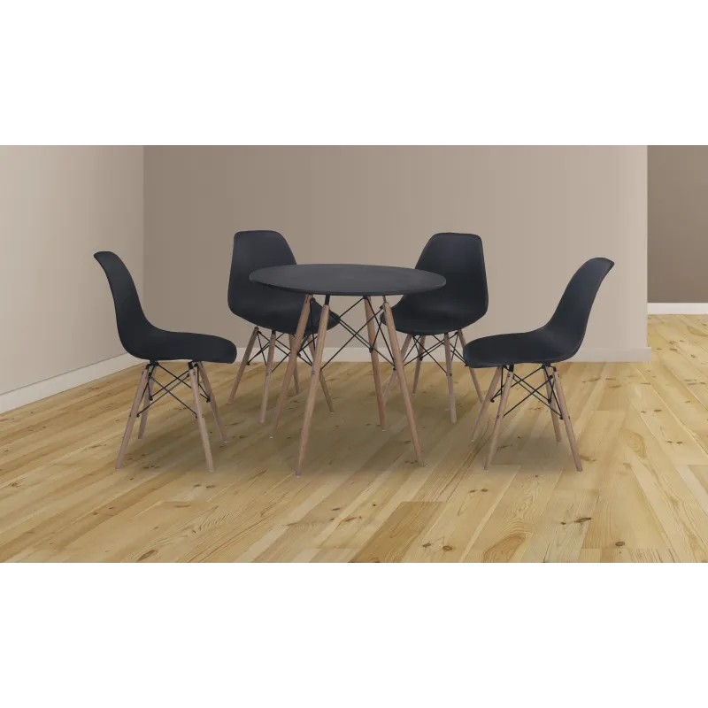 JUEGO DE 4 SILLAS PATA MADERA DINAMARCA BLANCO o NEGRO
