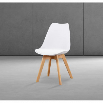 JUEGO DE 4 SILLAS TAP. PU PATA MADERA FINA BLANCO O GRIS EN rELAXmUEBLES.COM 2