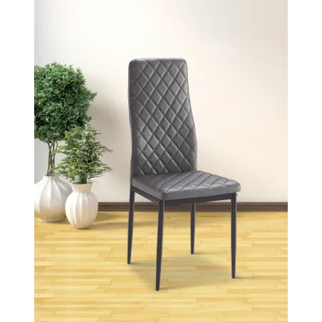JUEGO DE 6 SILLAS TAP. PU PATA NEGRA MARMOL GRIS