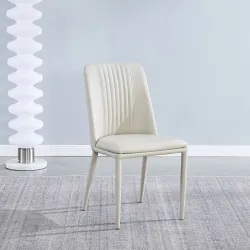 JUEGO DE 2 SILLAS TAP. PU PATA METAL ROWENA LATTE O TORTORA