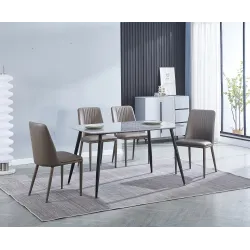 JUEGO DE 2 SILLAS TAP. PU PATA METAL ROWENA LATTE O TORTORA 2