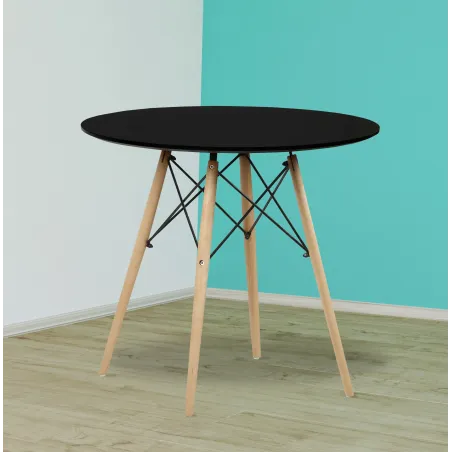MESA REDONDA 4 PATAS MADERA DINAMARCA BLANCO o NEGRO