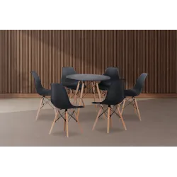 MESA REDONDA 4 PATAS MADERA DINAMARCA BLANCO o NEGRO 2