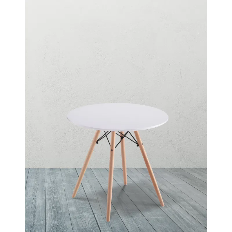 MESA REDONDA 4 PATAS MADERA DINAMARCA BLANCO o NEGRO