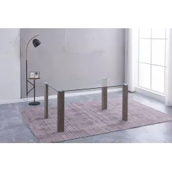 MESA COMEDOR FIJA TAPA CRISTAL HANA BLANCO