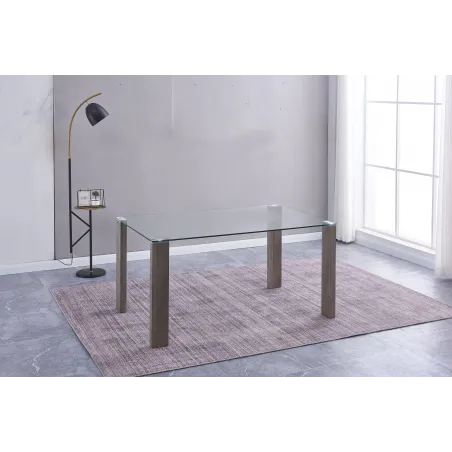 MESA COMEDOR FIJA TAPA CRISTAL HANA BLANCO