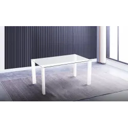 MESA COMEDOR FIJA TAPA CRISTAL HANA BLANCO 2