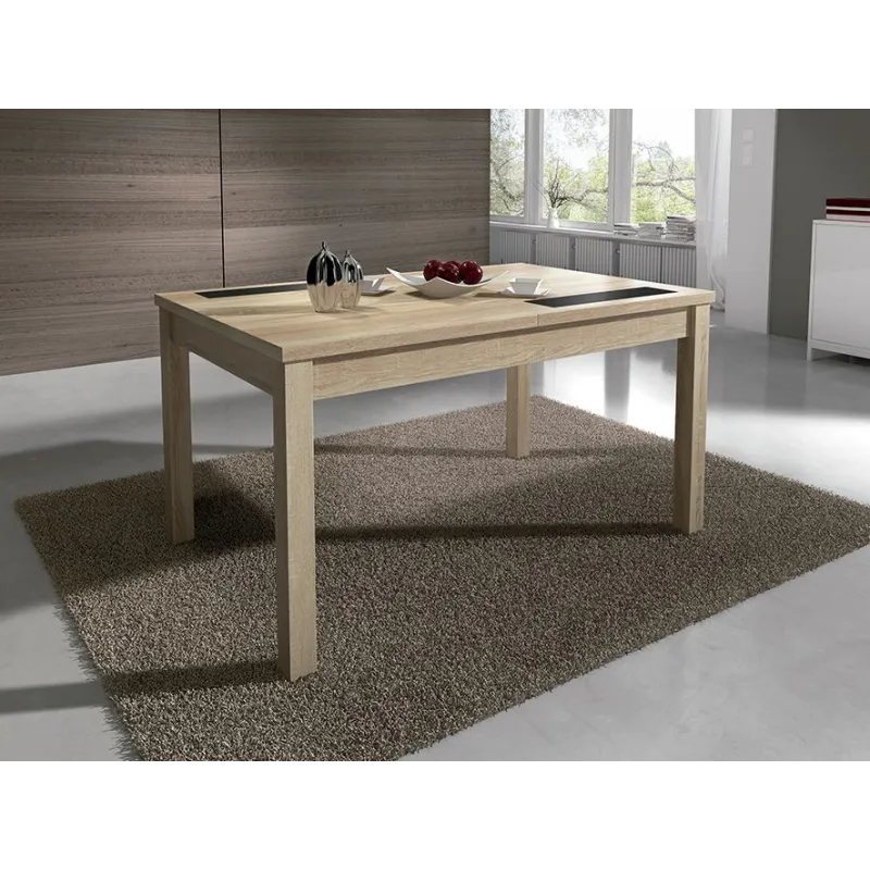 MESA EXTENSIBLE 140CM CRISTAL NEGRO LARA