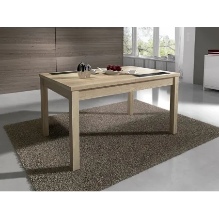 MESA EXTENSIBLE 140CM CRISTAL NEGRO LARA