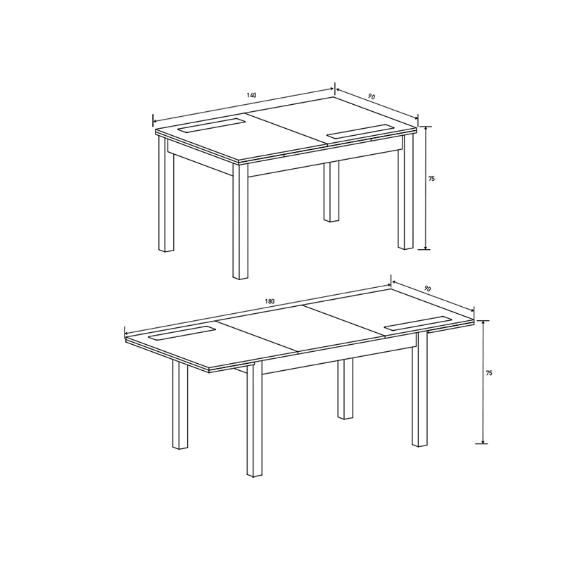 MESA EXTENSIBLE 140CM CRISTAL NEGRO LARA