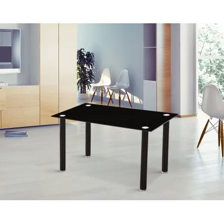 MESA COMEDOR FIJA CRISTAL NEGRO EMI NEGRO