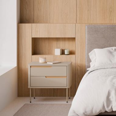 Mesita 60 Bergen 2 Cajones | Relax Muebles