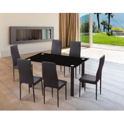 MESA COMEDOR FIJA CRISTAL NEGRO EMI NEGRO 2