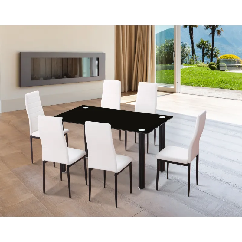 MESA COMEDOR FIJA CRISTAL NEGRO EMI NEGRO