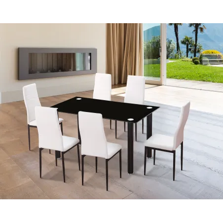 MESA COMEDOR FIJA CRISTAL NEGRO EMI NEGRO