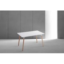 MESA RECTANGULAR 120CM PATA MADERA DINAMARCA BLANCO o NEGRO