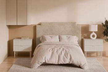 Mesita 59 Oslo 2 Cajones Perla | Relax Muebles