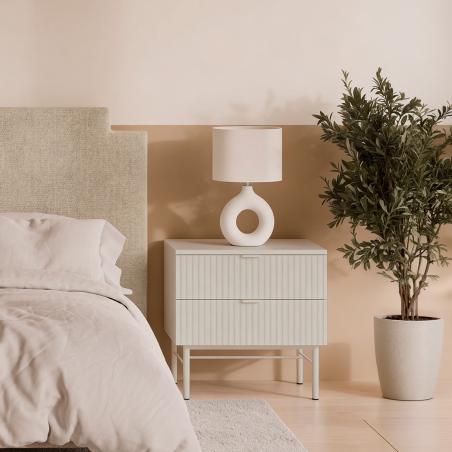 Mesita 59 Oslo 2 Cajones Perla | Relax Muebles