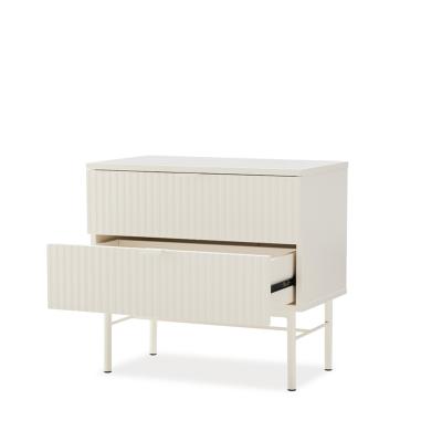 Mesita 59 Oslo 2 Cajones Perla | Relax Muebles
