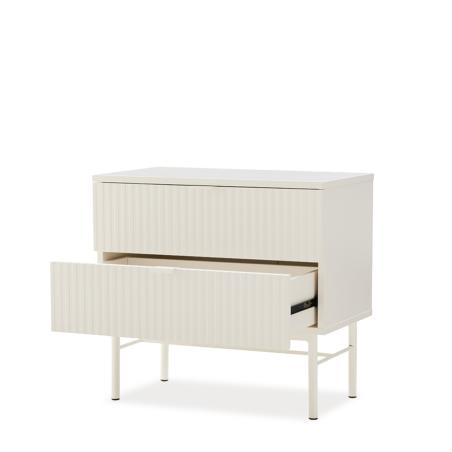 Mesita 59 Oslo 2 Cajones Perla | Relax Muebles