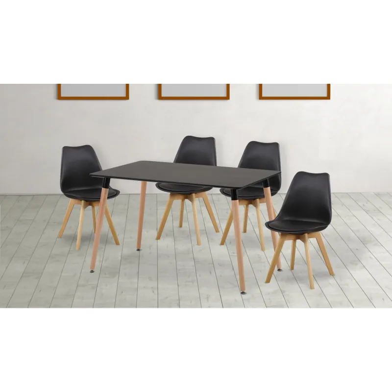 MESA RECTANGULAR 120CM PATA MADERA DINAMARCA BLANCO o NEGRO