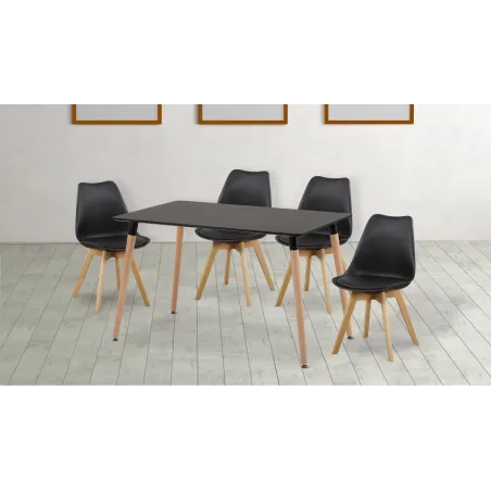 MESA RECTANGULAR 120CM PATA MADERA DINAMARCA BLANCO o NEGRO