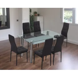 MESA COMEDOR FIJA TAPA CRISTAL PRANZO ACERO 2
