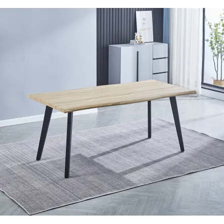 MESA COMEDOR FIJA TAPA MADERA PATAS  NEGRAS REGATTA CAMBRIA