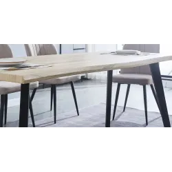 MESA COMEDOR FIJA TAPA MADERA PATAS  NEGRAS REGATTA CAMBRIA 2
