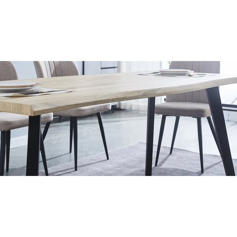 MESA COMEDOR FIJA TAPA MADERA PATAS  NEGRAS REGATTA CAMBRIA