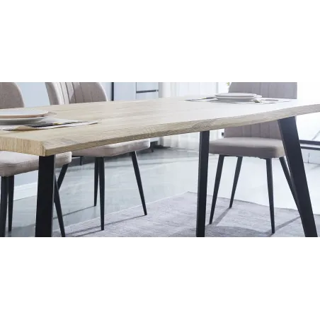 MESA COMEDOR FIJA TAPA MADERA PATAS  NEGRAS REGATTA CAMBRIA