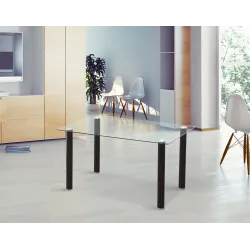 MESA COMEDOR FIJA CRISTAL TRANSPARENTE YURI NEGRO