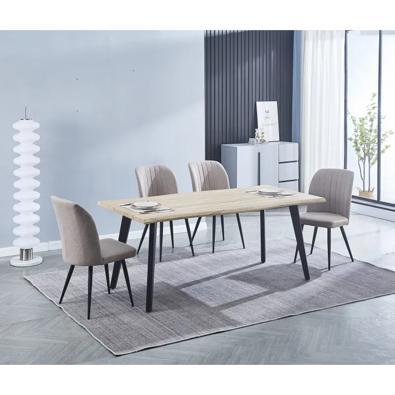 MESA COMEDOR FIJA TAPA MADERA PATAS  NEGRAS REGATTA CAMBRIA