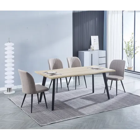 MESA COMEDOR FIJA TAPA MADERA PATAS  NEGRAS REGATTA CAMBRIA
