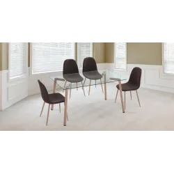 MESA COMEDOR FIJA TAPA CRISTAL SULLIE PATA MADERA MACIZA 2