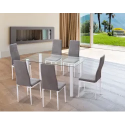 MESA COMEDOR FIJA CRISTAL TRANSPARENTE YURI NEGRO 2