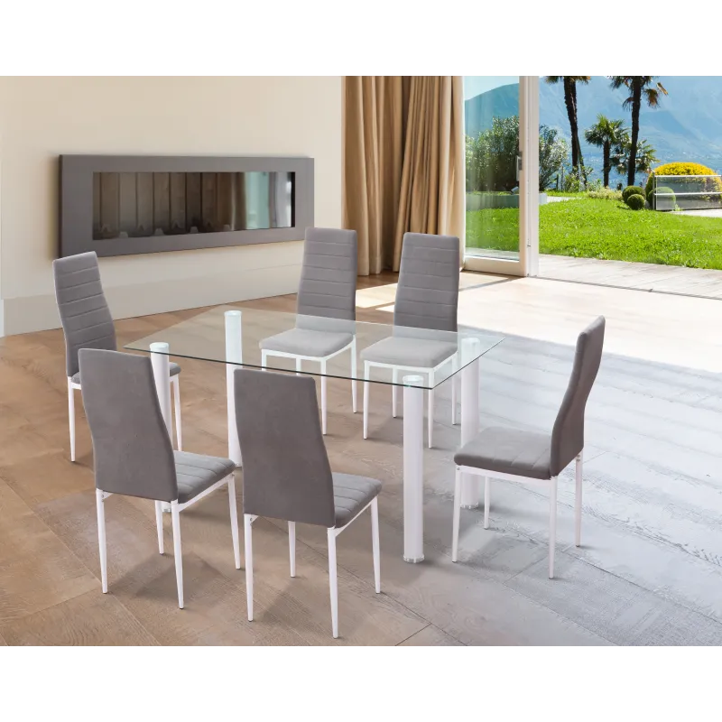 MESA COMEDOR FIJA CRISTAL TRANSPARENTE YURI NEGRO