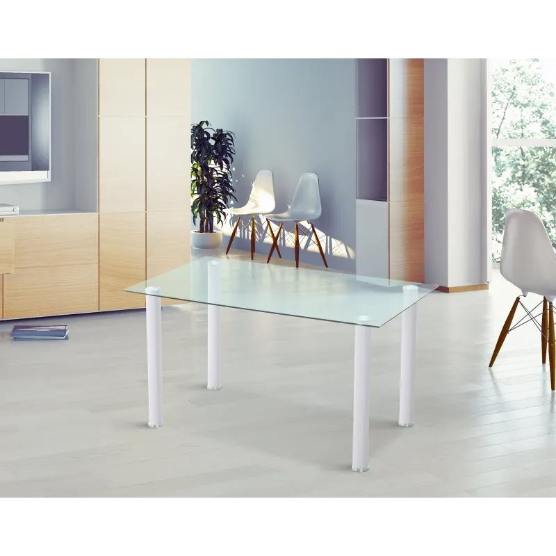 MESA COMEDOR FIJA CRISTAL TRANSPARENTE YURI NEGRO