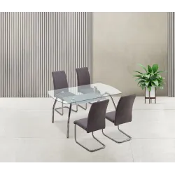 MESA COMEDOR FIJA TAPA CRISTAL SAN CROMADO 2