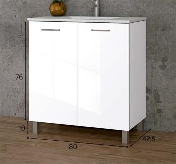 Módulo baño 2 puertas 80 cm Export blanco brillo 2