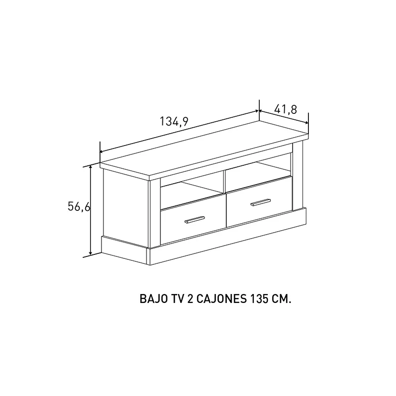 BAJO TV 2C 135CM. CHELLEN CAMBRIA-BLANCO