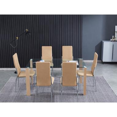 Conjunto mesa Hana cambria y 6 sillas Sakura | Relax Muebles