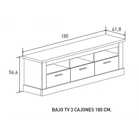 BAJO TV 3C 180CM. CHELLEN ACABADO CAMBRIA-BLANCO O CAÑON