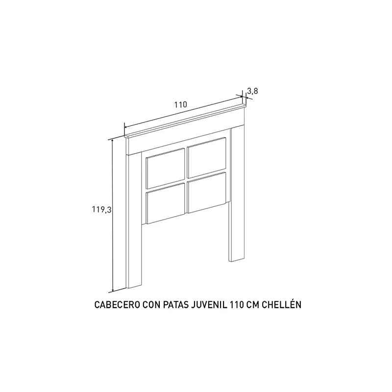 CABECERO CON PATAS 110 CM. CHELLEN ACABADO CAMBRIA-BLANCO O
